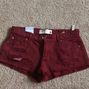 Distressed Maroon Shorts